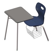 Euroflex Combo Desk w/ Hard Plastic Top & Book Basket